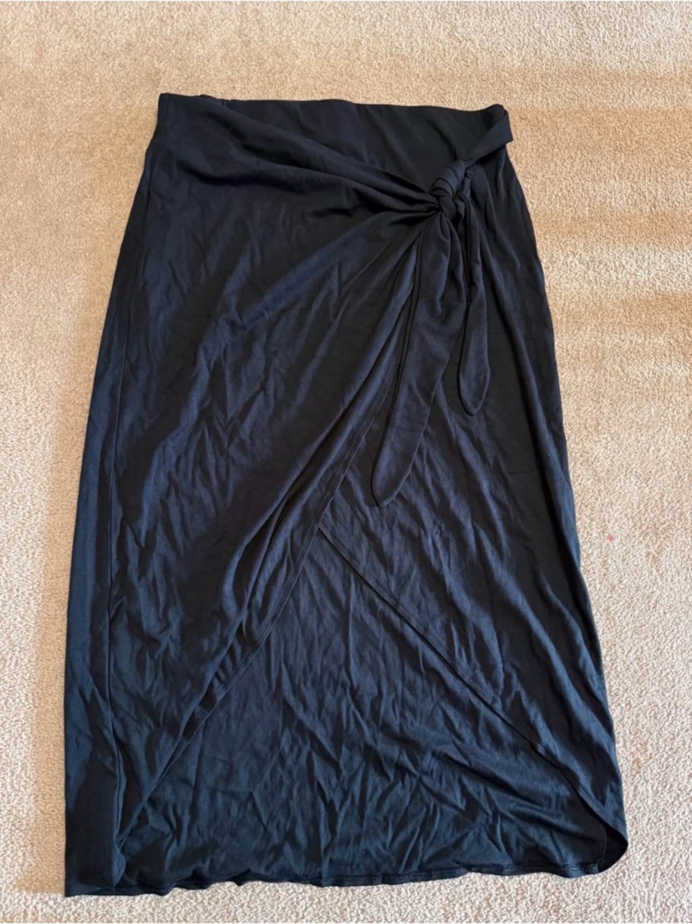 Wilfred Black Asymmetrical Wrap Midi Skirt